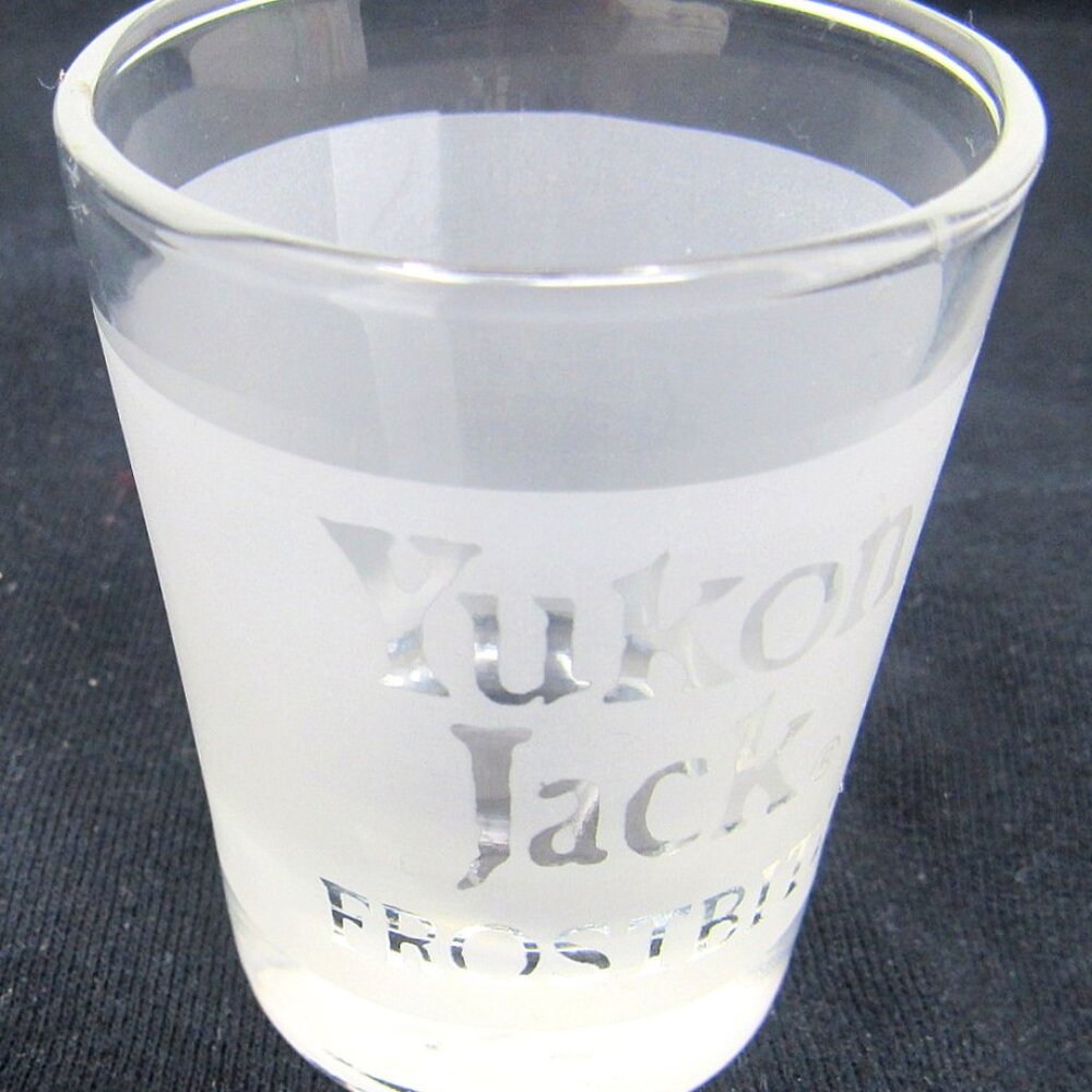 Yukon Jack Frostbite Shot Glass Vintage Perma Frost Schnapps Peppermint Cinnamon